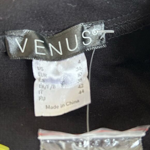 Venus Black Rhinestone V-Neck Long Sleeve Mini Dress NWT Size 4 - Picture 7 of 9